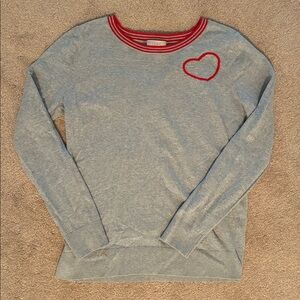 💌LOFT Heather Gray Sweater with Red Heart